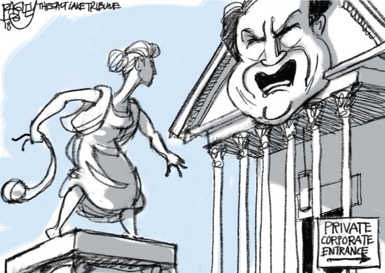 Political/Editorial Cartoon by Pat Bagley, Salt Lake Tribune on Kavanaugh Takes Seat