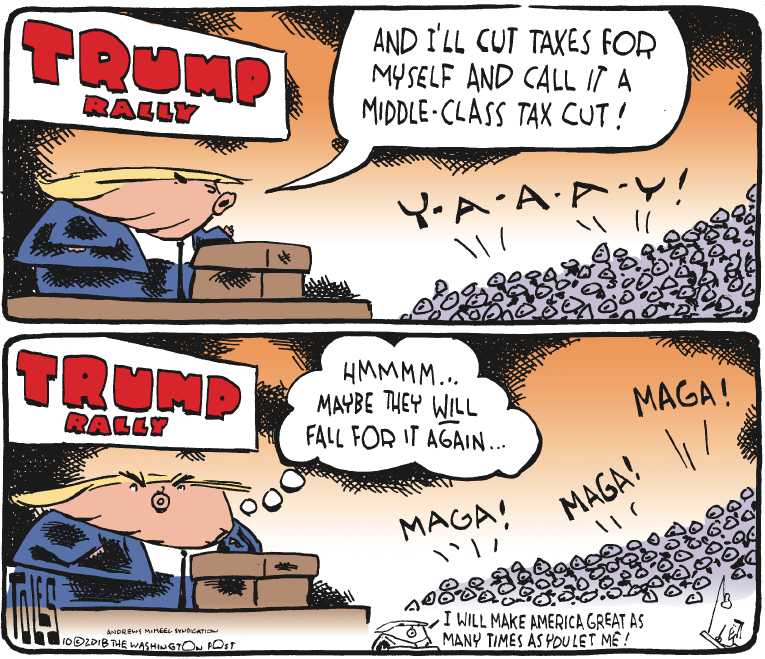 Political/Editorial Cartoon by Tom Toles, Washington Post on Trump Rallies Troops