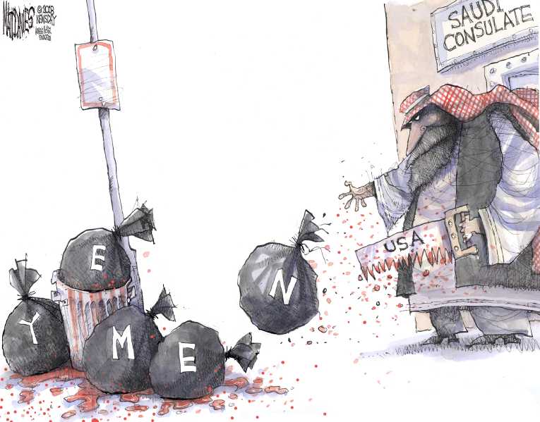 Political/Editorial Cartoon by Matt Davies, Journal News on Saudis’ Murder Totals Mount