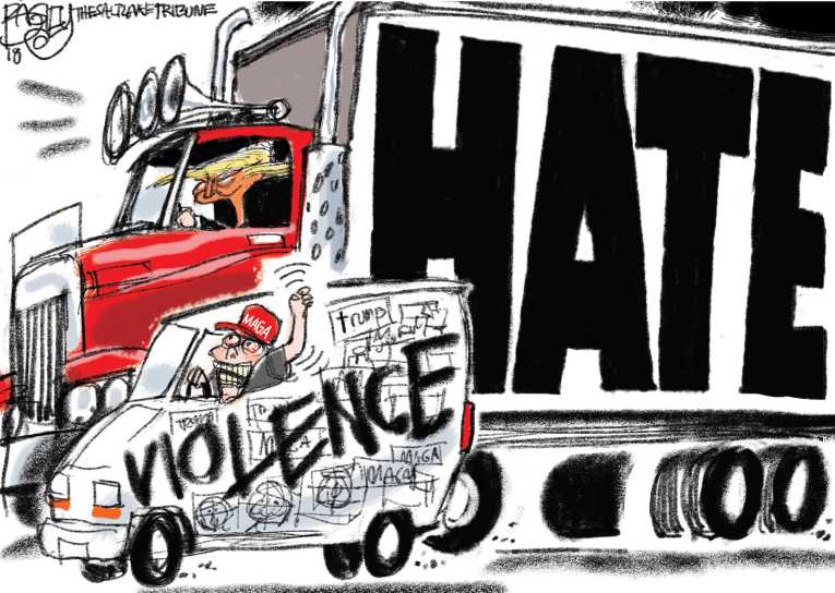 Political/Editorial Cartoon by Pat Bagley, Salt Lake Tribune on Bombing Suspect Apprehended