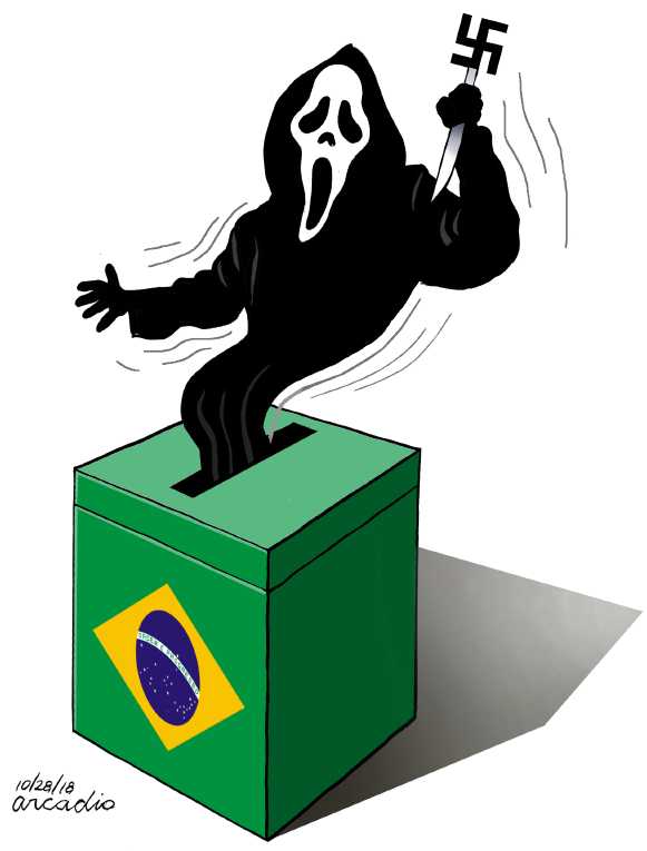 Political/Editorial Cartoon by Arcadio Esquivel, La Nacion, Costa Rica; La Prensa, Panama on Brazil Elects Fascist