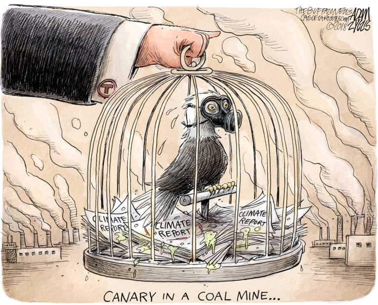 Political/Editorial Cartoon by Adam Zyglis, The Buffalo News on President Rejects Climate Report