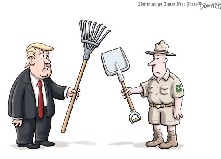 Political/Editorial Cartoon by Clay Bennett, Chattanooga Times Free Press on President Rejects Climate Report