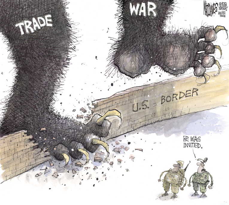 Political/Editorial Cartoon by Matt Davies, Journal News on Stock Market Plummets