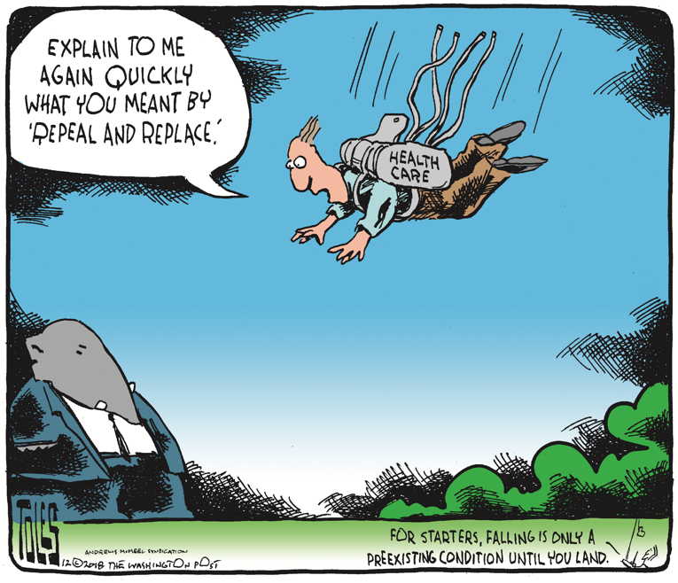Political/Editorial Cartoon by Tom Toles, Washington Post on Obamacare Struck Down