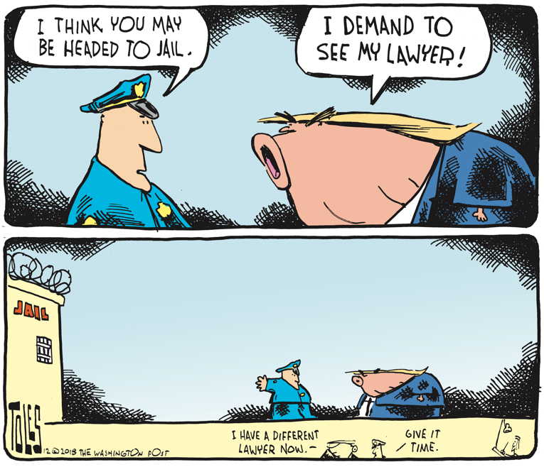 Political/Editorial Cartoon by Tom Toles, Washington Post on Trump Feeling the Heat