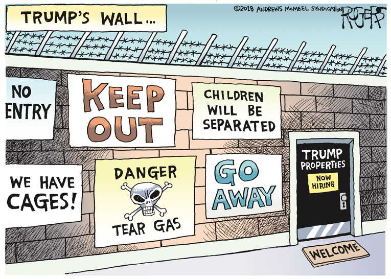 Political/Editorial Cartoon by Rob Rogers on Trump Demands Wall