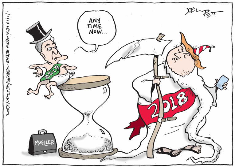 Political/Editorial Cartoon by Joel Pett, Lexington Herald-Leader, CWS/CartoonArts Intl. on New Year Begins!
