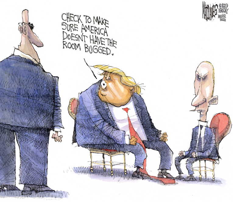 Political/Editorial Cartoon by Matt Davies, Journal News on President Destroyed Putin Notes