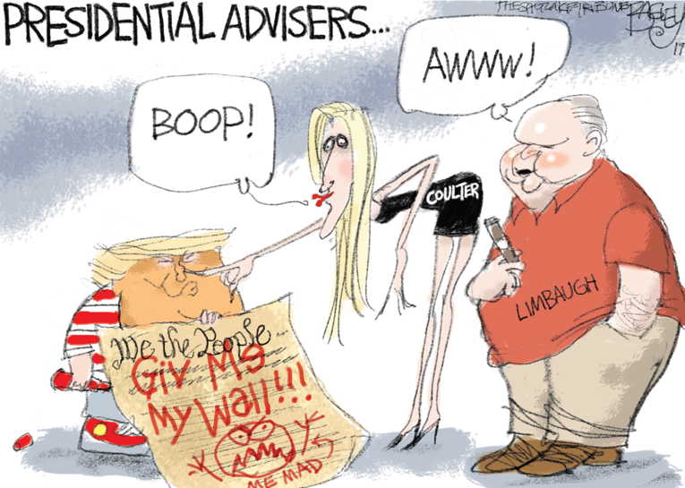 Political/Editorial Cartoon by Pat Bagley, Salt Lake Tribune on Trump Pleases Advisers