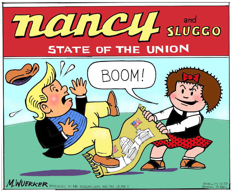 Political/Editorial Cartoon by Matt Wuerker, Politico on State of Union Postponed