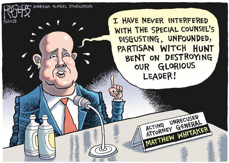 Political/Editorial Cartoon by Rob Rogers on Acting Attorney General Testifies