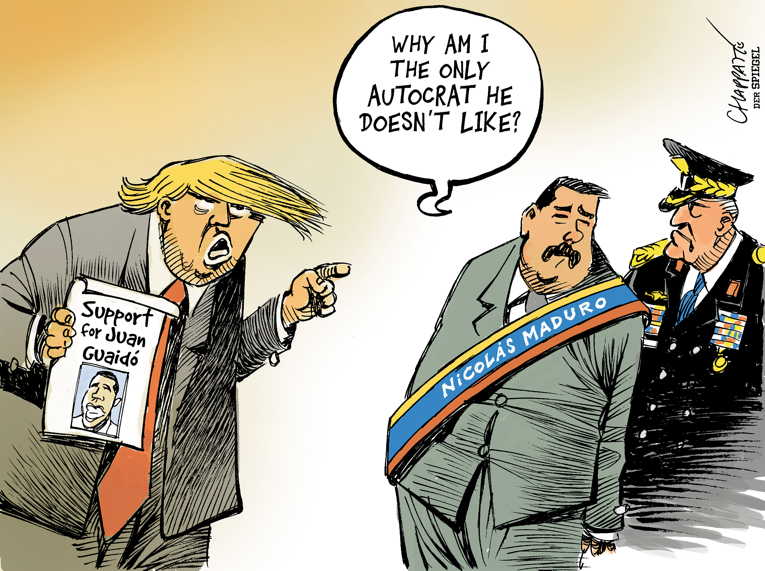 Political/Editorial Cartoon by Patrick Chappatte, International Herald Tribune on US Eyeing Venezuelan Oil
