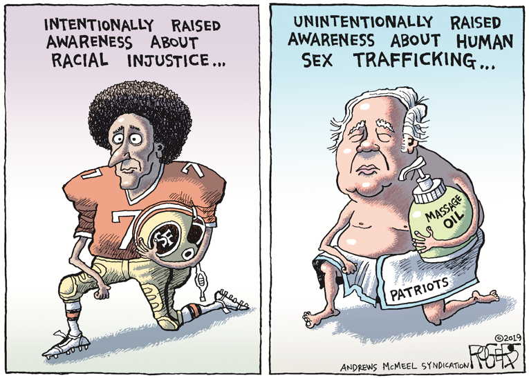 Political/Editorial Cartoon by Rob Rogers on NFL Owner to Be Penalized