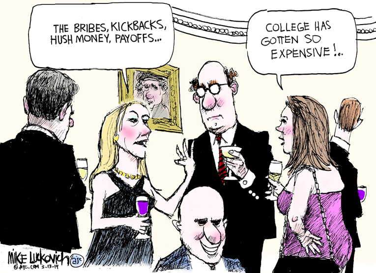 Political/Editorial Cartoon by Mike Luckovich, Atlanta Journal-Constitution on Celebs Busted for College Bribes