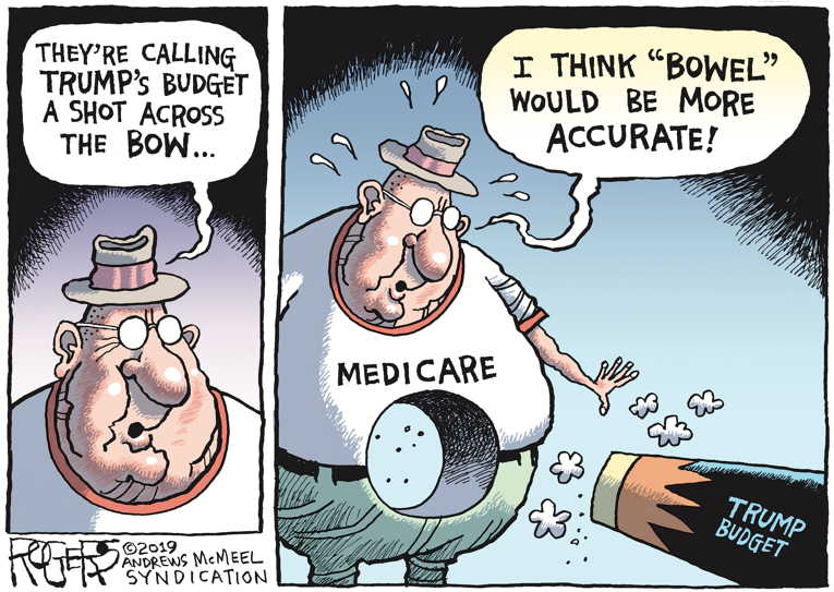 Political/Editorial Cartoon by Rob Rogers on President Proposes Budget