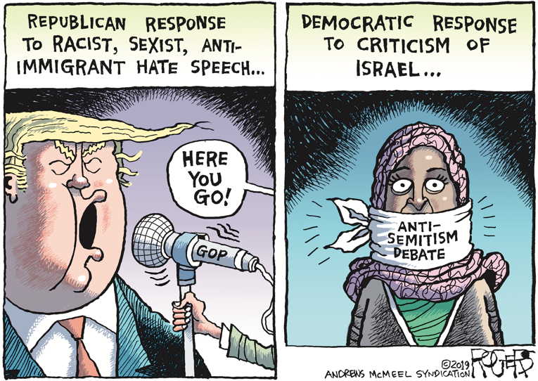 Political/Editorial Cartoon by Rob Rogers on Politician Criticizes Israeli Policy