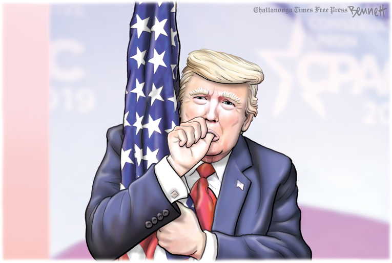 Political/Editorial Cartoon by Clay Bennett, Chattanooga Times Free Press on Trump Responds to Critics
