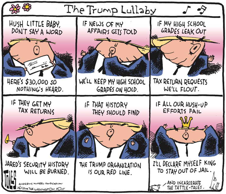Political/Editorial Cartoon by Tom Toles, Washington Post on Trump Responds to Critics