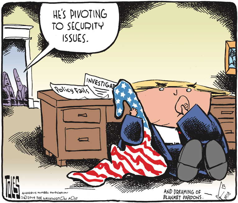 Political/Editorial Cartoon by Tom Toles, Washington Post on Trump Responds to Critics