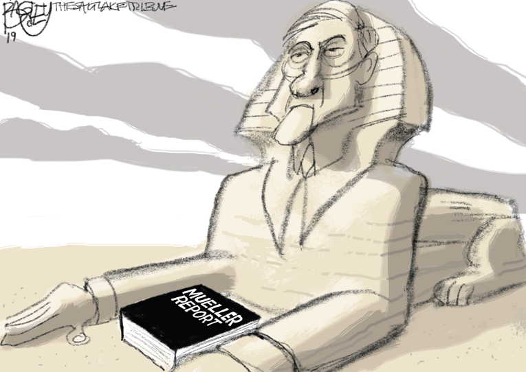 Political/Editorial Cartoon by Pat Bagley, Salt Lake Tribune on Mueller Submits Report