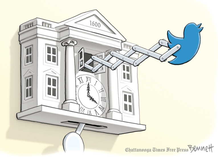 Political/Editorial Cartoon by Clay Bennett, Chattanooga Times Free Press on President Attacks Enemies