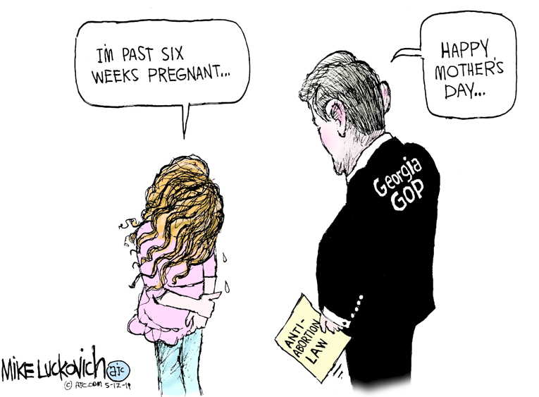 Political/Editorial Cartoon by Mike Luckovich, Atlanta Journal-Constitution on Georgia, Alabama Pass Abortion Bans