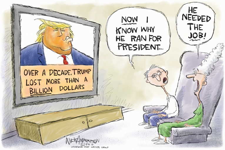 Political/Editorial Cartoon by Nick Anderson, Houston Chronicle on President Eyes 2020 Election