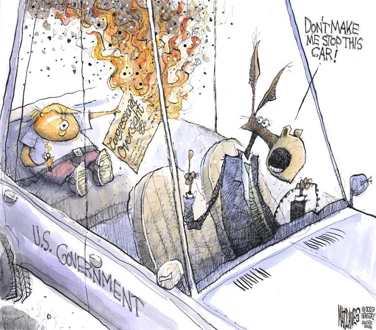 Political/Editorial Cartoon by Matt Davies, Journal News on Democrats Looking Ahead