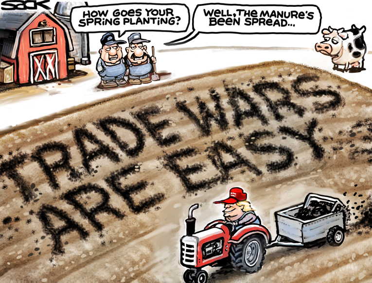 Political/Editorial Cartoon by Steve Sack, Minneapolis Star Tribune on President Goes for Broke