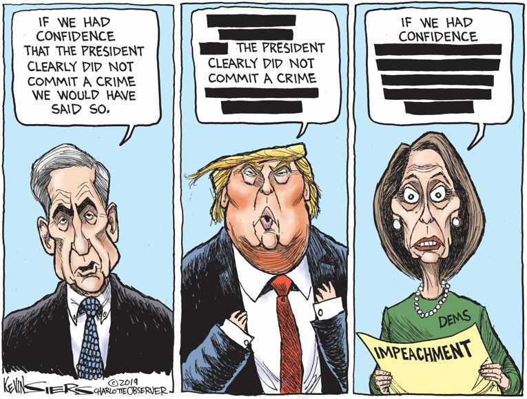 Political/Editorial Cartoon by Kevin Siers, Charlotte Observer on Mueller Implies Impeachment