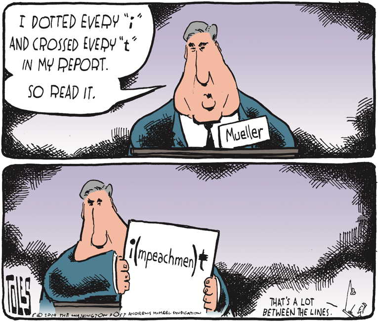 Political/Editorial Cartoon by Tom Toles, Washington Post on Growing Calls for Impeachment