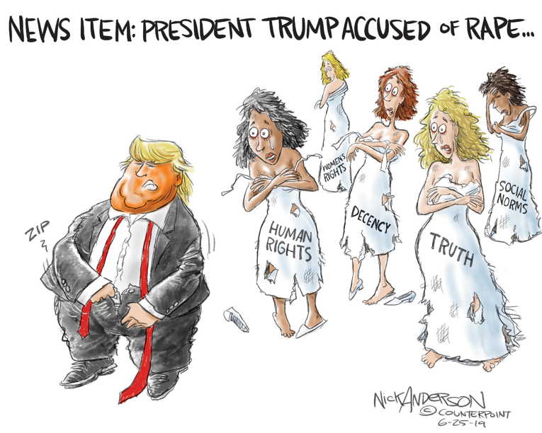 Political/Editorial Cartoon by Nick Anderson, Houston Chronicle on President Accused of Rape