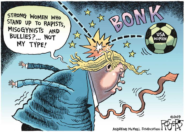 Political/Editorial Cartoon by Rob Rogers on U.S. Women Win World Cup