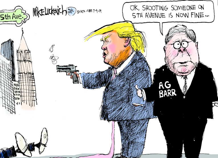 Political/Editorial Cartoon by Mike Luckovich, Atlanta Journal-Constitution on Trump Mulls Defying Supreme Court