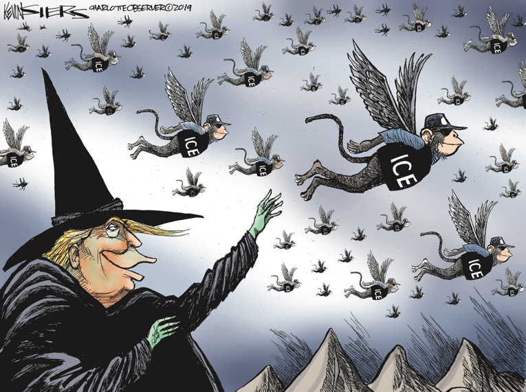 Political/Editorial Cartoon by Kevin Siers, Charlotte Observer on President Cracks Down