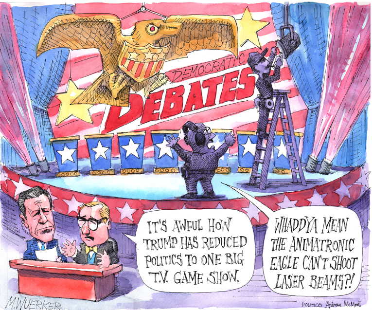 Political/Editorial Cartoon by Matt Wuerker, Politico on Dems Debate Again