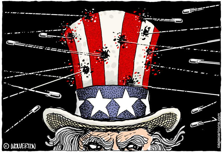 Political/Editorial Cartoon by Monte Wolverton, Cagle Cartoons on Terrorists Strike U.S.