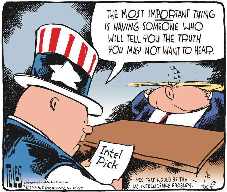Political/Editorial Cartoon by Tom Toles, Washington Post on President Selects Loyalist