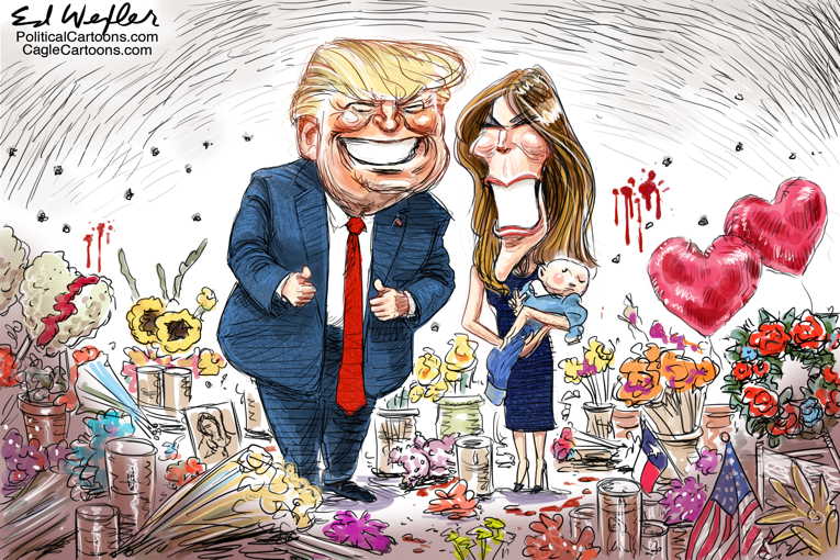 Political/Editorial Cartoon by Ed Wexler, PoliticalCartoons.com on President Visits El Paso