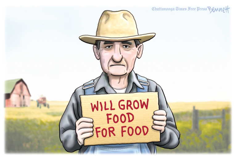 Political/Editorial Cartoon by Clay Bennett, Chattanooga Times Free Press on “Trade Wars Are Easy to Win”
