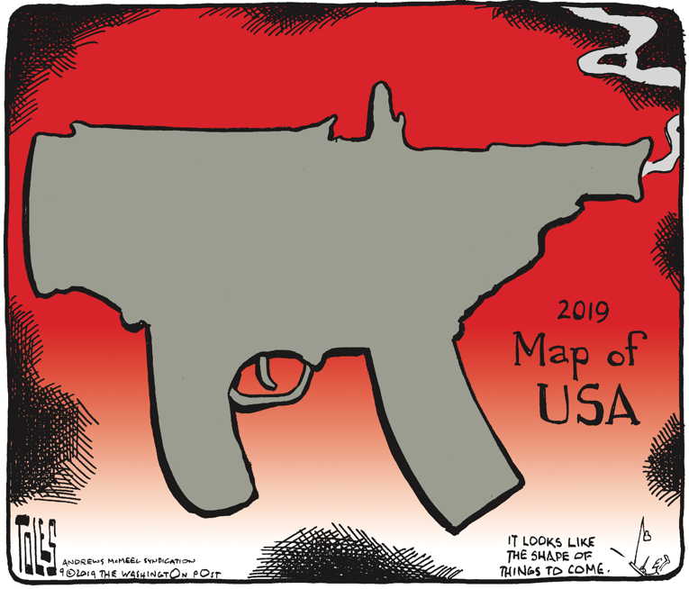 Political/Editorial Cartoon by Tom Toles, Washington Post on Gun Terror in Texas