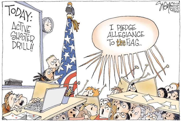 Political/Editorial Cartoon by Signe Wilkinson, Philadelphia Daily News on Gun Terror in Texas