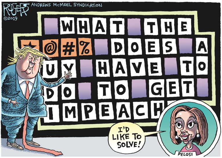 Political/Editorial Cartoon by Rob Rogers on Impeachment Gaining Momentum