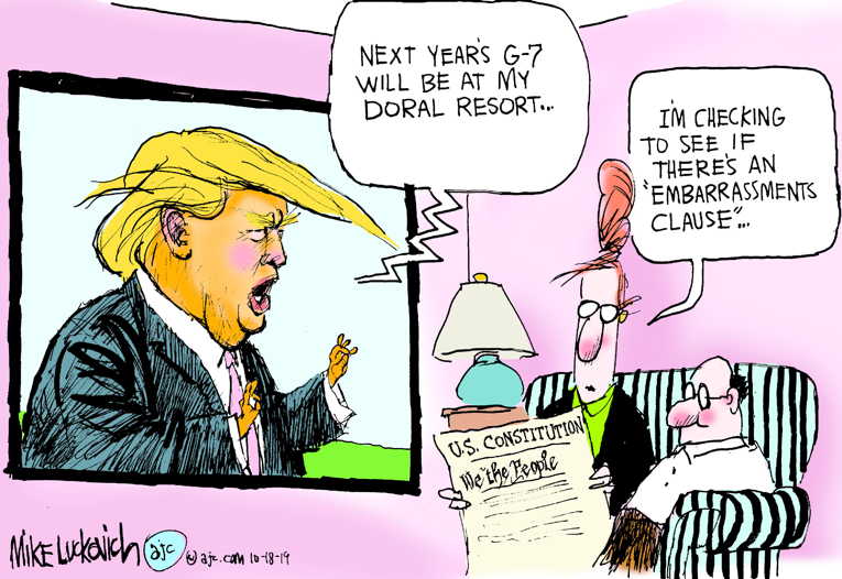 Political/Editorial Cartoon by Mike Luckovich, Atlanta Journal-Constitution on President Goes for Broke