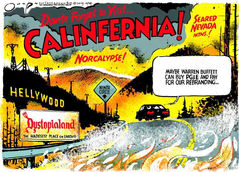 Political/Editorial Cartoon by Jack Ohman, The Oregonian on California In Crisis