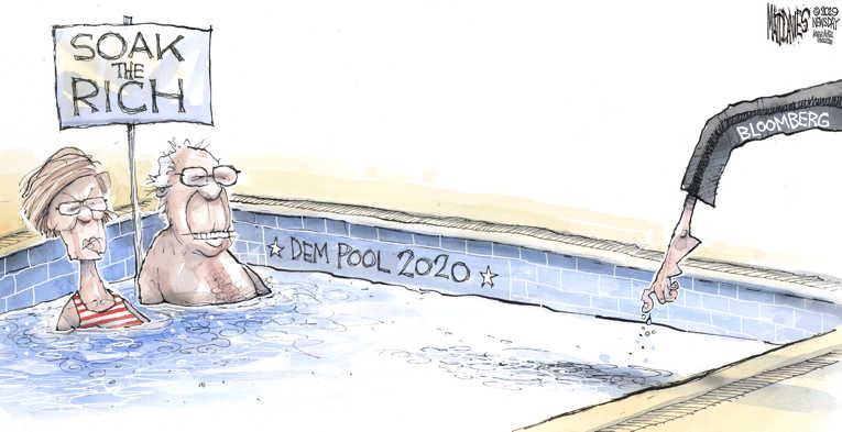 Political/Editorial Cartoon by Matt Davies, Journal News on Billionaire Enters Race