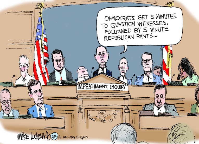 Political/Editorial Cartoon by Mike Luckovich, Atlanta Journal-Constitution on Witnesses Testify
