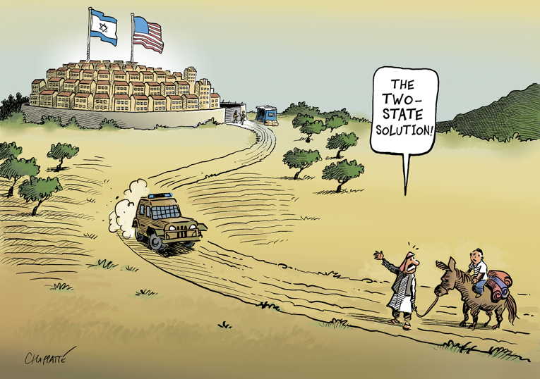 Political/Editorial Cartoon by Patrick Chappatte, International Herald Tribune on Breakthrough in the Mideast