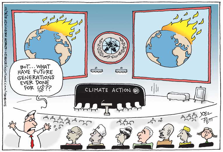 Political/Editorial Cartoon by Joel Pett, Lexington Herald-Leader, CWS/CartoonArts Intl. on Climate Talks to Commence
